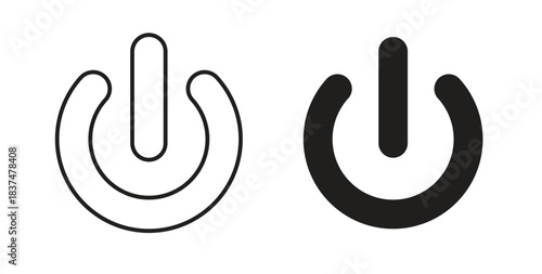 Power button icons, vector design. Silhouette and stroke icon collection