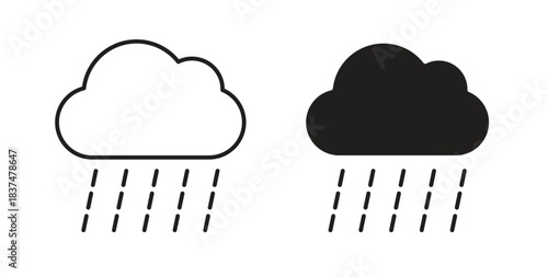 Rain icons, vector design. Silhouette and stroke icon collection