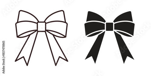 Ribbon icons, vector design. Silhouette and stroke icon collection