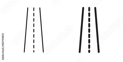 Road icons, vector design. Silhouette and stroke icon collection