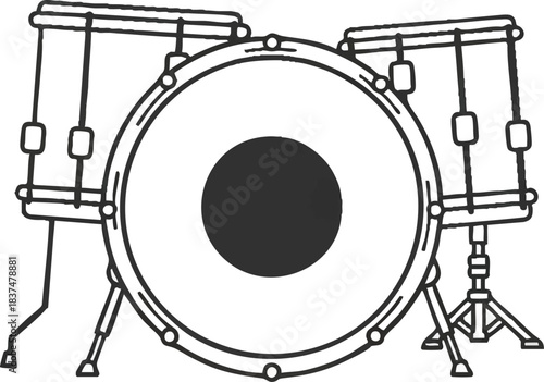 Detailed illustration of a drum set perfect for musical projects and designs.