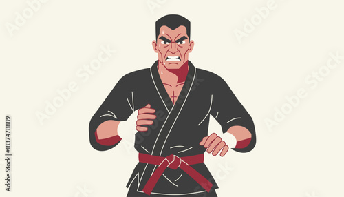 An emotional portrait capturing a martial artists expression of intensity before a major tournament match.