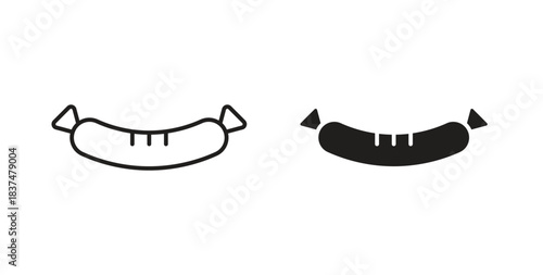 Sausage icons, vector design. Silhouette and stroke icon collection
