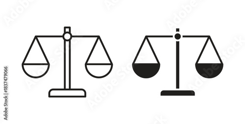 Scale icons, vector design. Silhouette and stroke icon collection