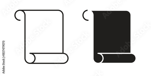 Scroll icons, vector design. Silhouette and stroke icon collection