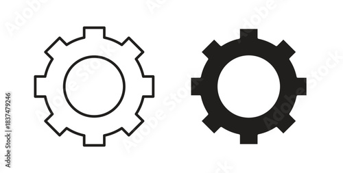 Settings button icons, vector design. Silhouette and stroke icon collection