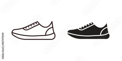 Shoes icons, vector design. Silhouette and stroke icon collection