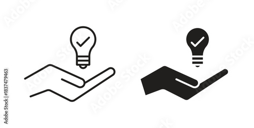 Solution icons, vector design. Silhouette and stroke icon collection