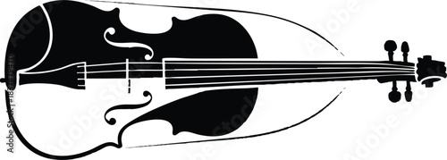 Elegant black and white illustration of a musical instrument a violin.