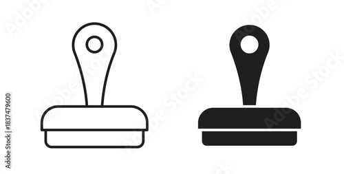 Stamp icons, vector design. Silhouette and stroke icon collection