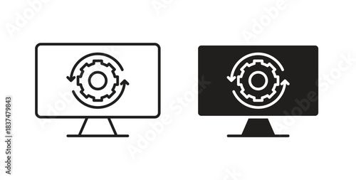System update icons, vector design. Silhouette and stroke icon collection