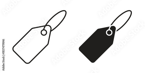 Tag icons, vector design. Silhouette and stroke icon collection