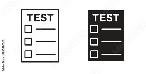 Test icons, vector design. Silhouette and stroke icon collection
