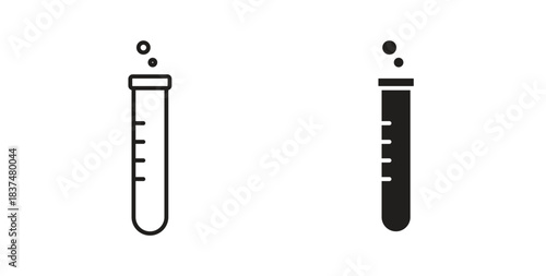 Test tube icons, vector design. Silhouette and stroke icon collection