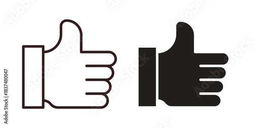 Thumb icons, vector design. Silhouette and stroke icon collection