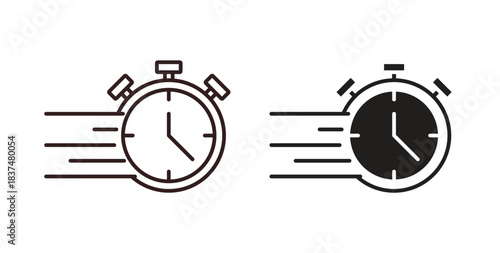 Time fast icons, vector design. Silhouette and stroke icon collection