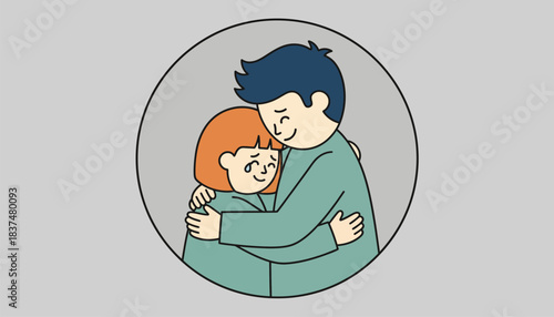 Two siblings embracing each other tightly after a disagreement showing the reconciliation and warmth of love despite conflicts.