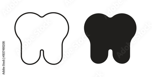 Tooth icons, vector design. Silhouette and stroke icon collection