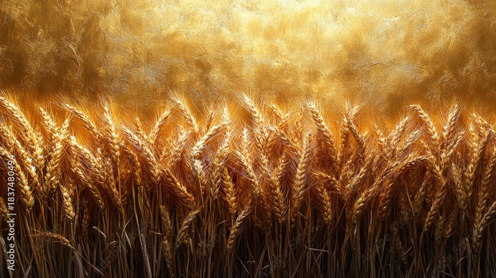 Obraz premium A stunning vista of a vast golden wheat field, encircled by a dark, dramatic border. Evokes feelings of harvest, abundance, and rural beauty.