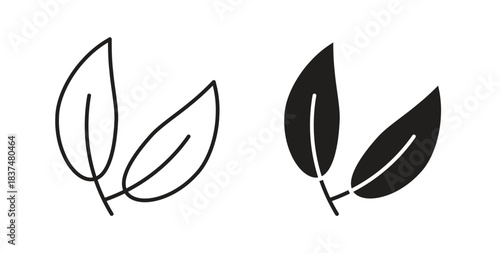 Vegan icons, vector design. Silhouette and stroke icon collection