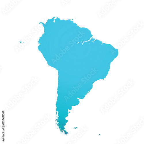 Map of South America, sign silhouette. World Map Globe. Vector Illustration isolated on transparent background. Latin American continent.