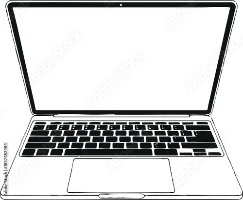 Modern laptop computer with a bright screen and keyboard for work.