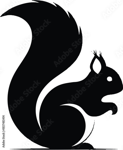 Silhouette of a squirrel with a large fluffy tail in a side view pose.