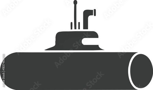 Silhouette of a submarine a vessel for underwater exploration and travel.