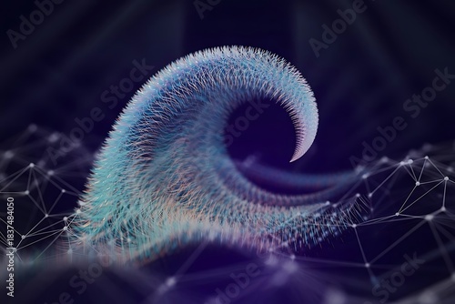 Abstract wavy shape, futuristic background design, 3d render