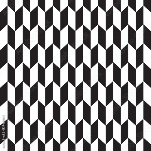 Abstract Black and White Chevron Seamless Pattern Background. Modern geometric tile texture with repeating zigzag arrows.