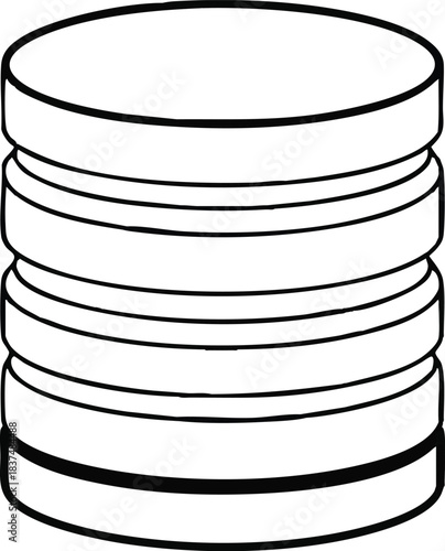 Simple cylindrical object with stacked circular layers a minimalist design concept.