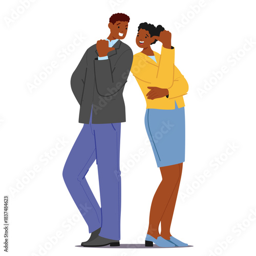 Business office coworkers cartoon characters demonstrating strong teamwork and unity in diversity