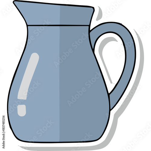 A Blue Glass Pitcher With A Handle And A White Outline On A Transparent Background A Simple Beverage Container Ideal For Serving Water Juice Or Other Drinks