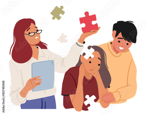 Parents supporting teenage daughter suffering from mental problems with self-worth and resilience