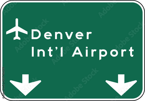Denver DEN International Airport Road Sign Editable Vector