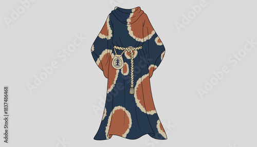 A simple yet profound garment blending natural dye techniques with rustic s embracing sustainability and ethical practices within cultural expression.