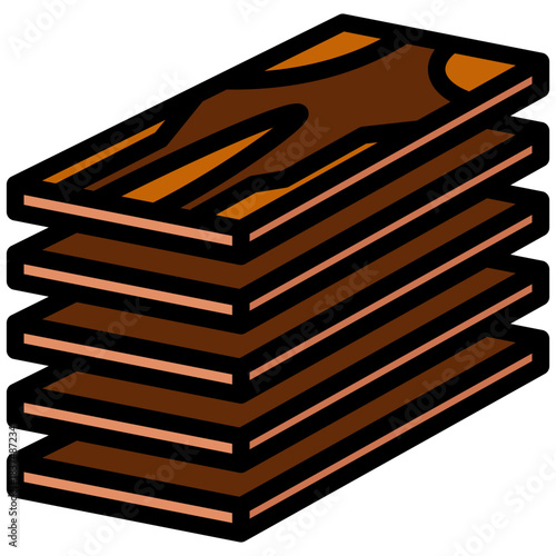 Planks Outline Color Icon, Mini Illustration Relate To Carpentry, Wood Industry. Use For Modern Concept, Ui, Ux Web And App Development.