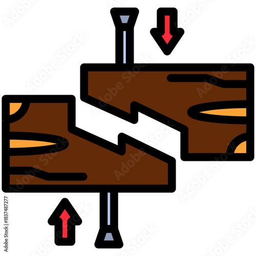 Groove Join Outline Color Icon, Mini Illustration Relate To Carpentry, Wood Industry. Use For Modern Concept, Ui, Ux Web And App Development.