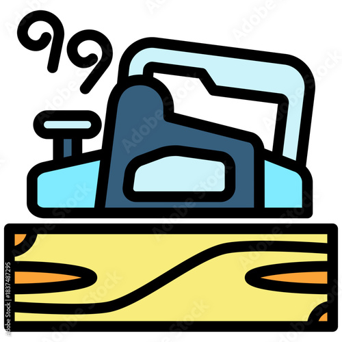 Jack Plane Outline Color Icon, Mini Illustration Relate To Carpentry, Wood Industry. Use For Modern Concept, Ui, Ux Web And App Development.