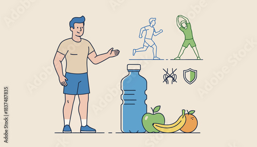 A trainer explaining the importance of hydration and nutrition in maintaining optimal performance and reducing injury risk.