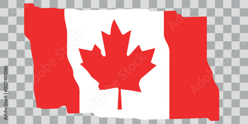 Waving Flag of Canada. Canadian national symbol in official colors. Template icon. Abstract vector background. Fluttering effect.