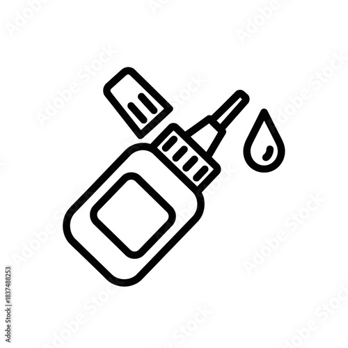 liquid glue with small cap and droplets