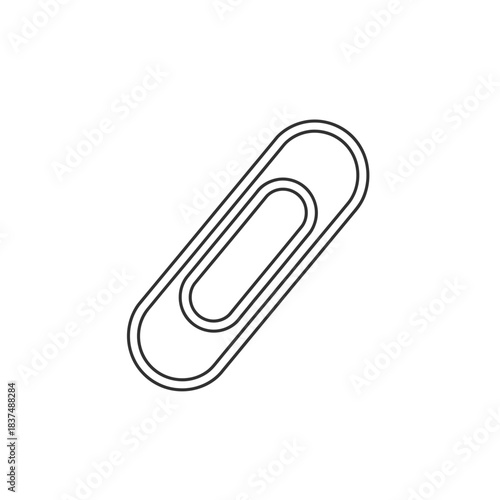 A simple black and white line drawing of a single paperclip, oriented diagonally on a white background.