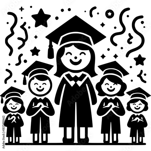 Kindergarten Graduation Icon Vector