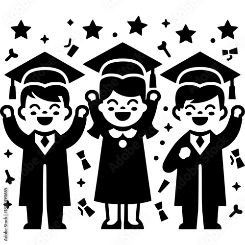 Kindergarten Graduation Icon Vector