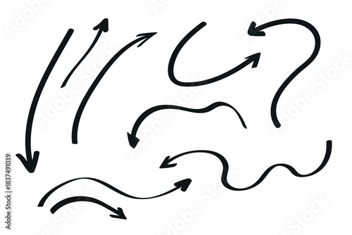 Business element icon in doodle style, arrow, infographic. Isolated vector illustration design. Hand drown business icon. Business idea concept.