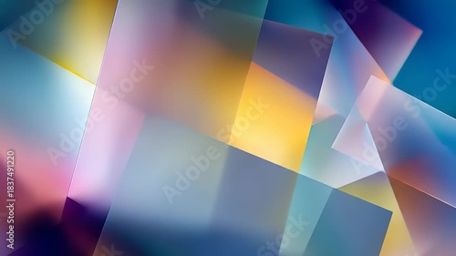 Abstract Geometric Background with Soft Pastel Colors and Overlapping Shapes.