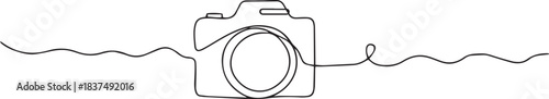 Hand drawn digital camera icon, one-line art drawing Camera, Camera continuous outline Vector illustration.