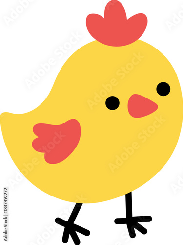 Vector yellow chick icon. Farm bird clipart isolated on white background. Spring or Easter baby chick illustration. Cute domestic animal illustration