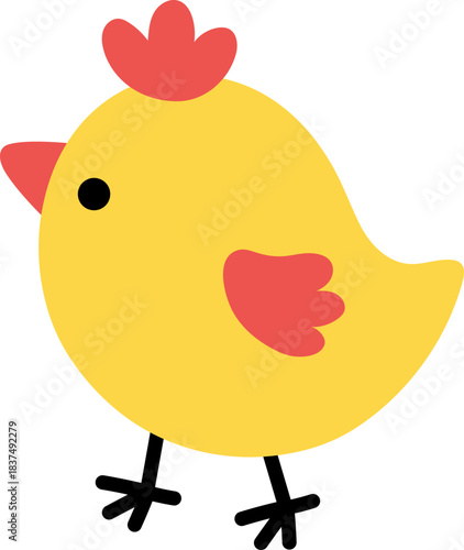 Vector yellow chick icon. Farm bird clipart isolated on white background. Spring or Easter baby chick illustration. Cute domestic animal illustration